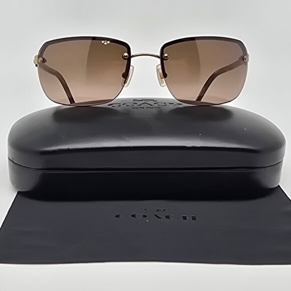 Coach Bleecker S322 Brown Gold Frame Brown Gradient Lens Semi Rimless Sunglasses main image 16